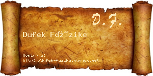 Dufek Füzike névjegykártya